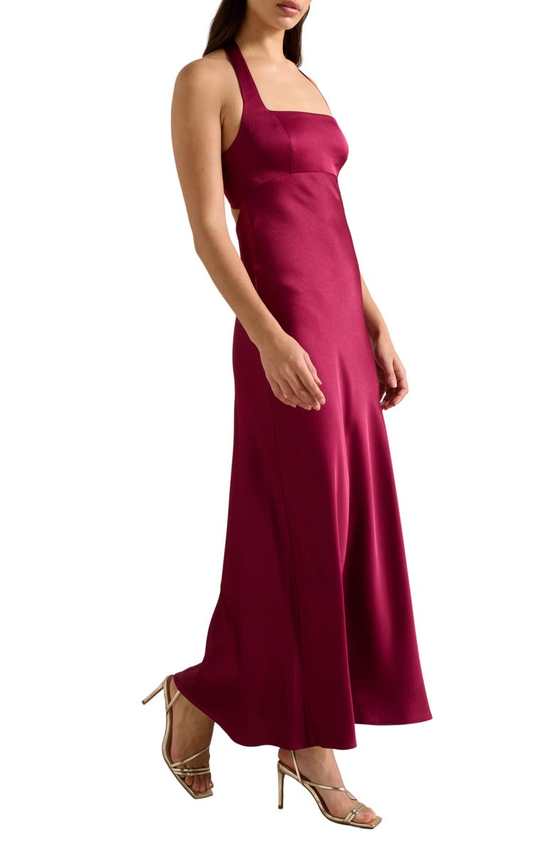 Ever New April Open Back Maxi Halter Gown, Alternate, color, Light Berry