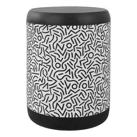 Indi 17.75" Modern Bohemian Geometric Drum Garden Stool