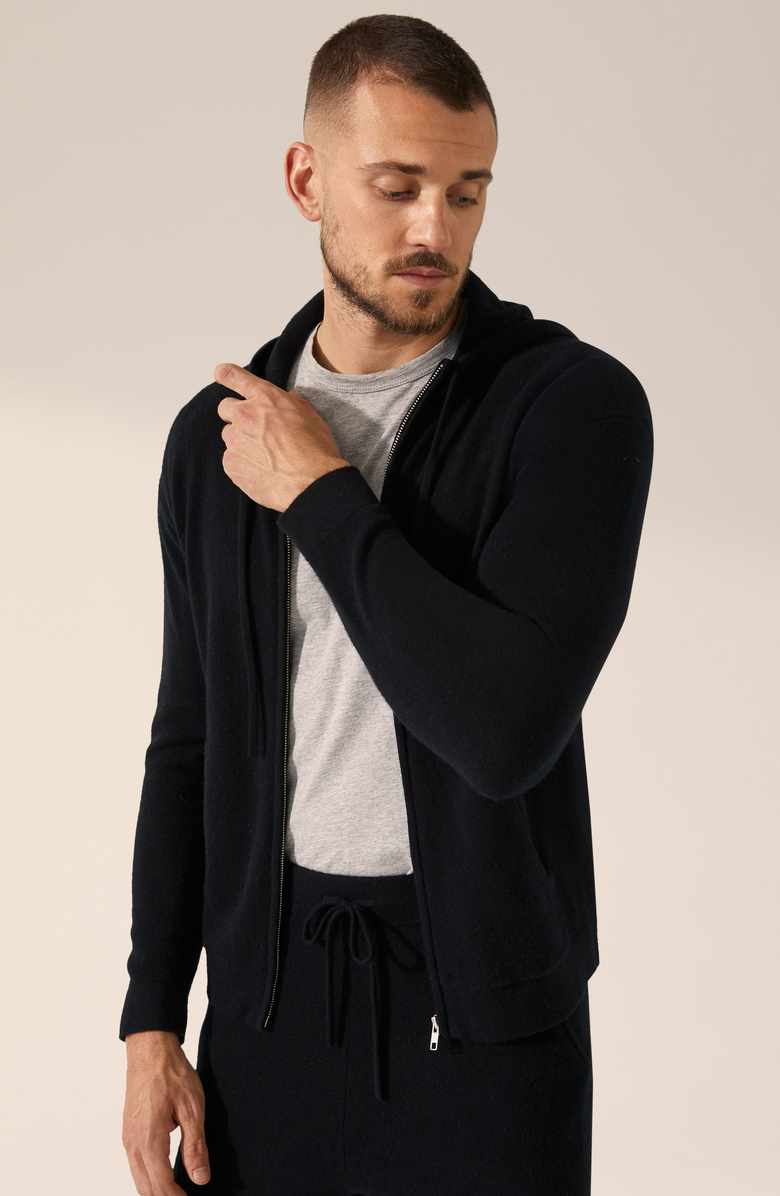 Italic Tyler Cashmere Zip Hoodie, Alternate, color, Black
