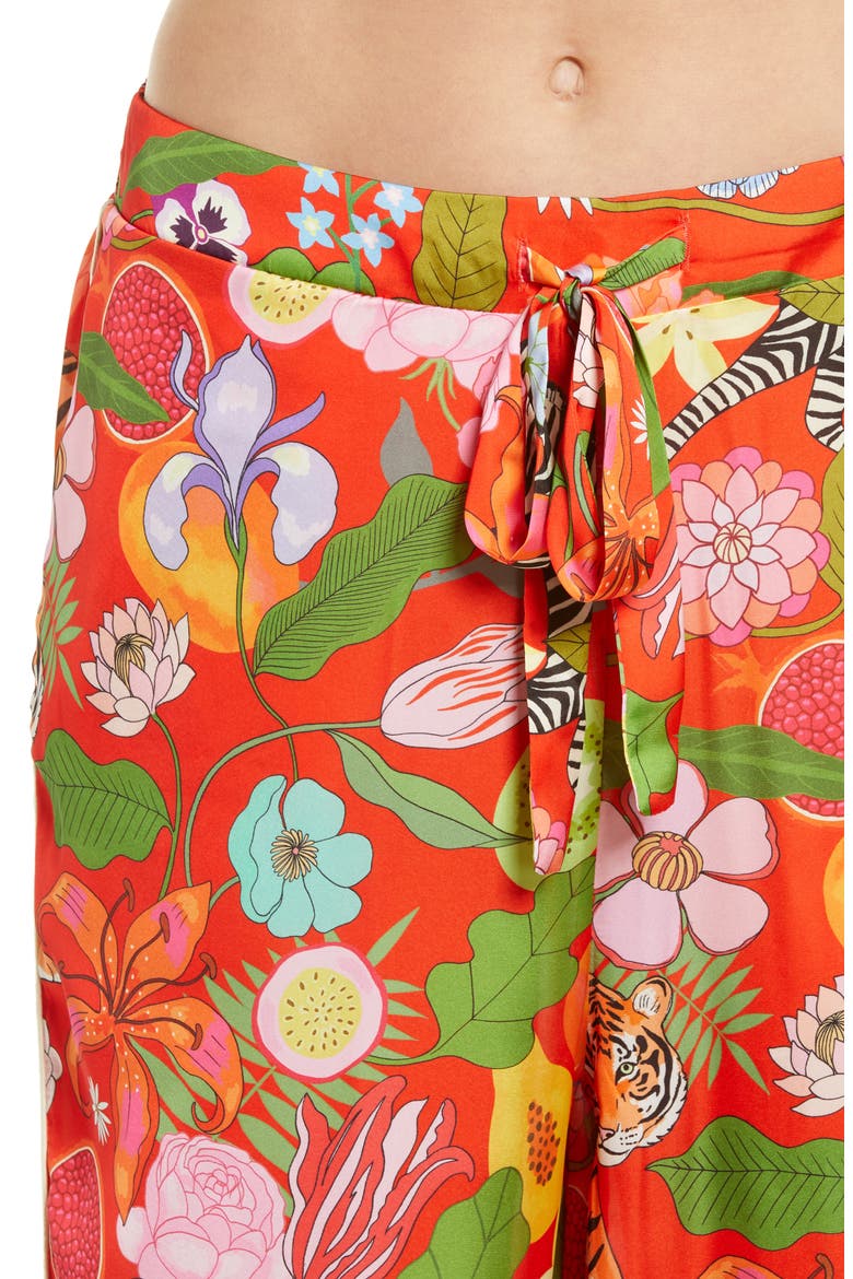 Tiger Bouquet Pajamas, Alternate, color, RED