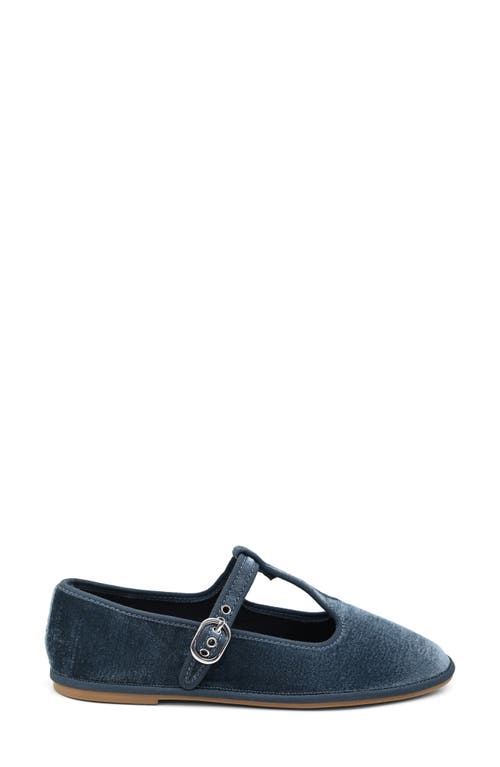 Kenneth Cole Verona Velvet T-strap Mary Jane Flat In Blue