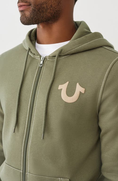 True Religion Floating Horseshoe Zip Hoodie In Brown