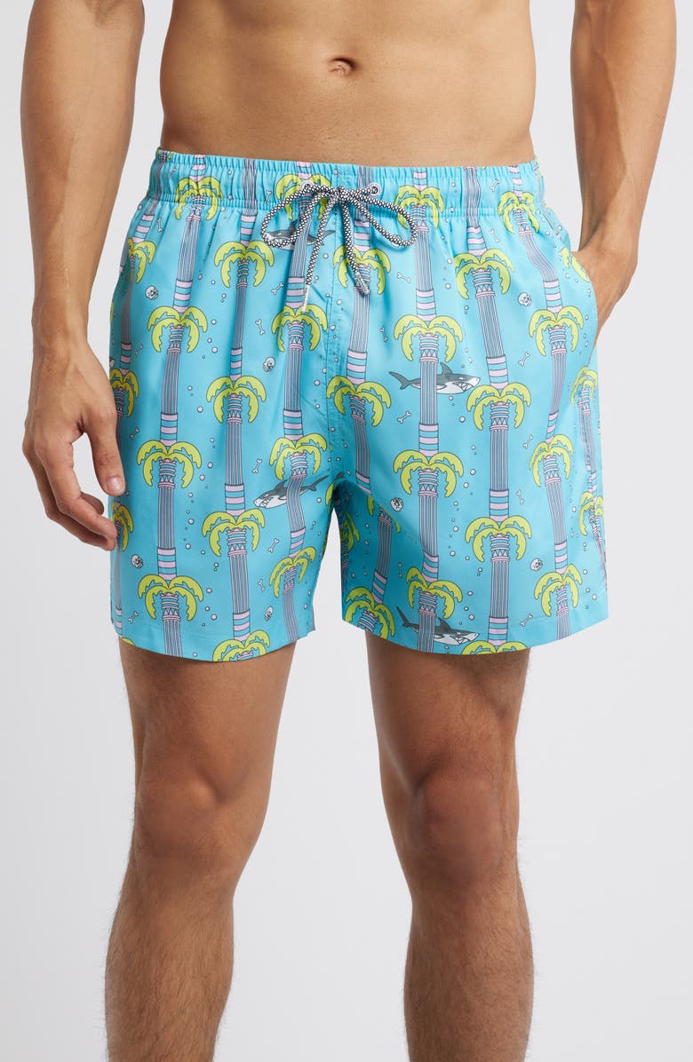 Boardies Atlantis Mid Length Swim Trunks, Main, color, Blue