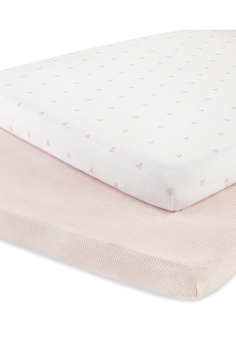 Gingham Bear Collection Baby Fitted Pack n Play - Mini Crib Sheet 2 Packs, Alternate, color, Pink