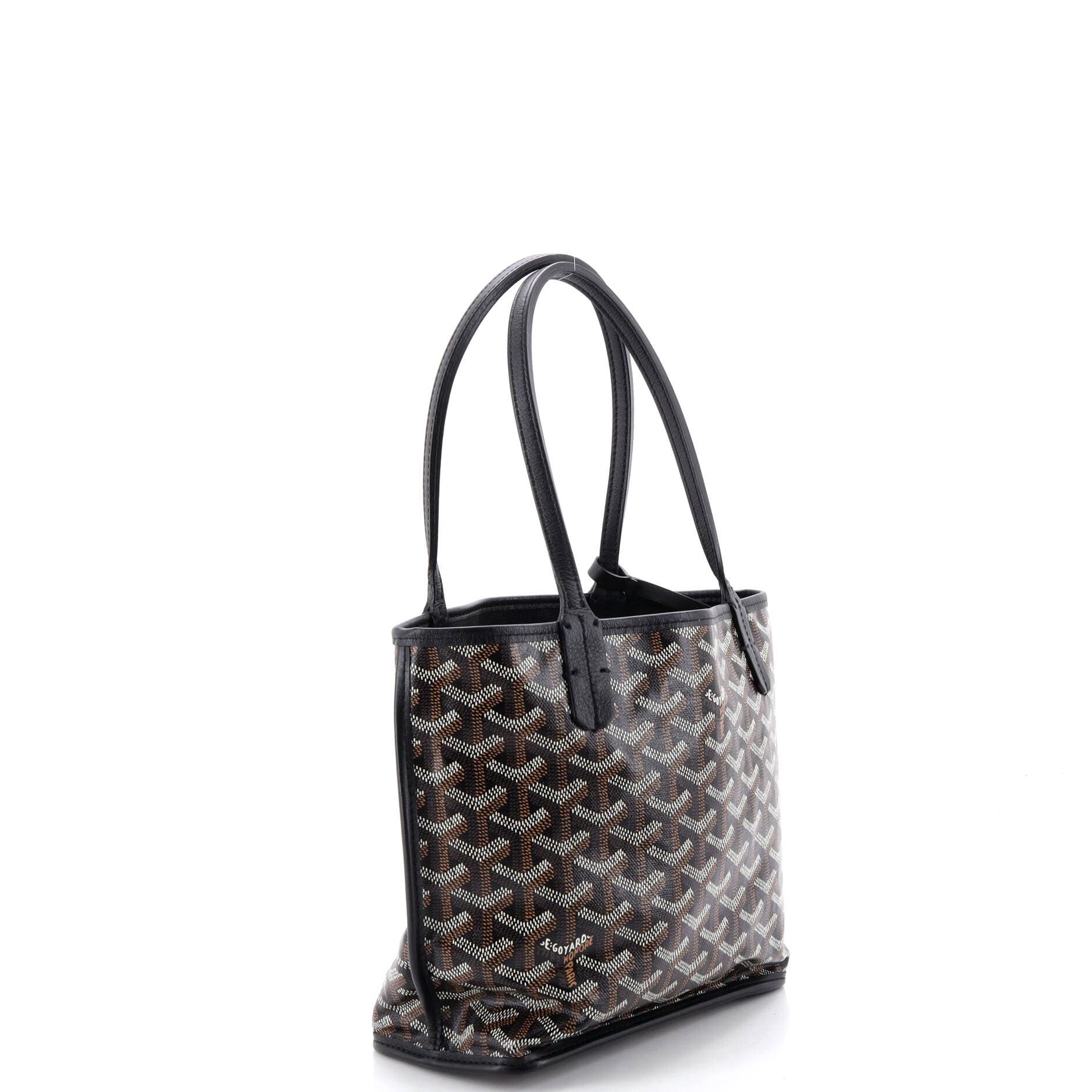 Pre-Owned Goyard Anjou Reversible Tote Coated Canvas Mini, Alternate, color, Black