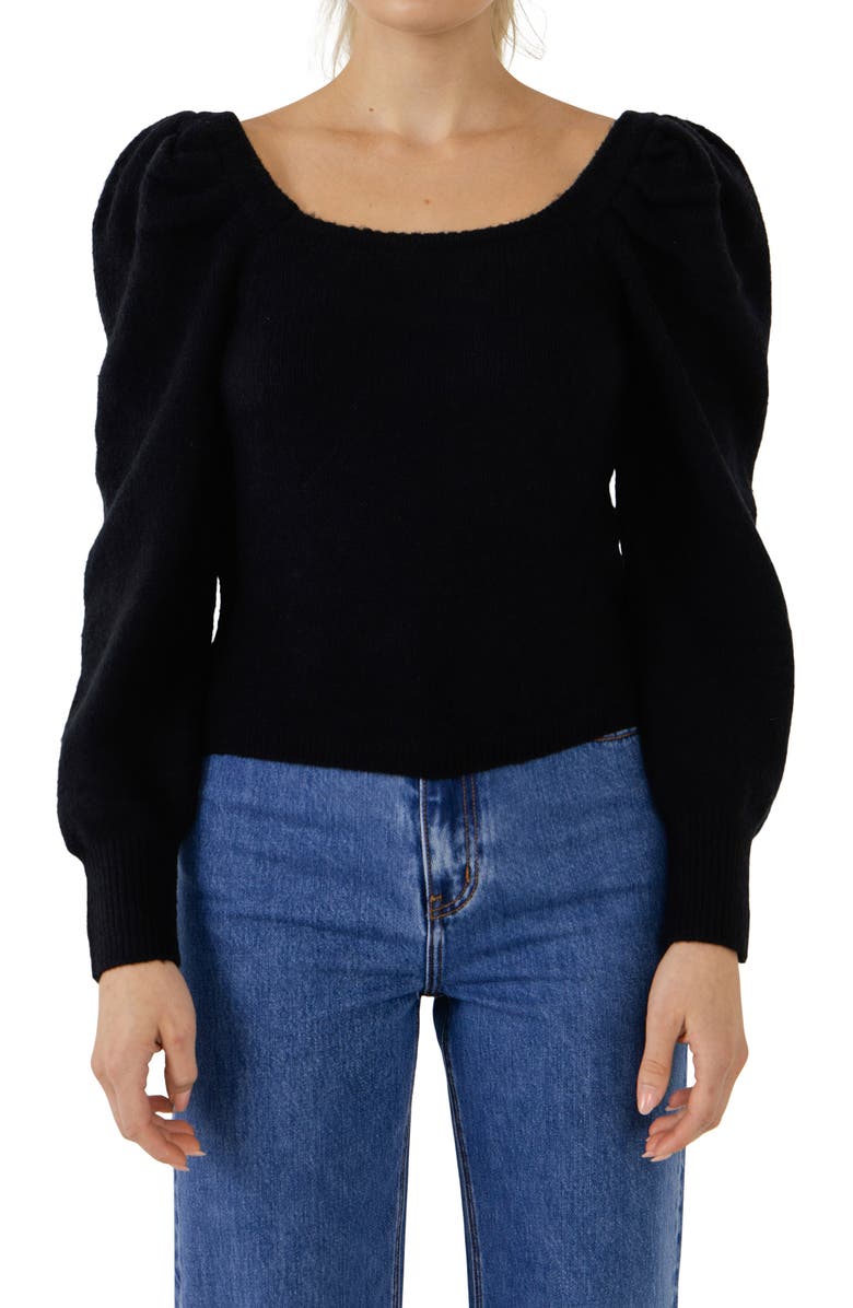Endless Rose Puff Sleeve Square Neck Sweater, Alternate, color, 