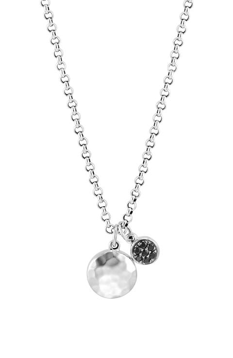 Dot Hammered Double Pendant Rolo Chain Necklace