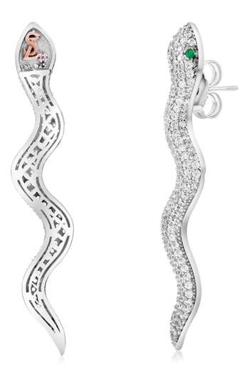 Suzy Levian Pavé Cubic Zirconia Snake Stud Earrings