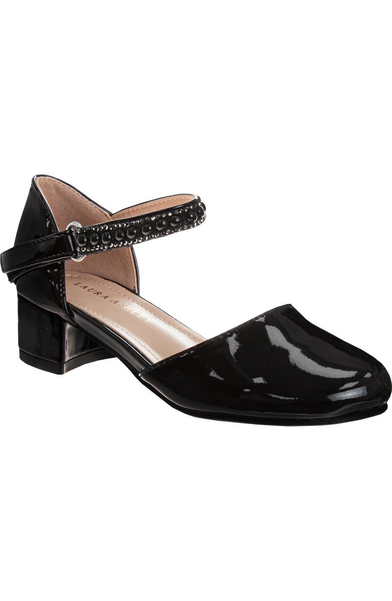 Laura Ashley Rhinestones Low Heeled Dress Shoes Girls, Main, color,