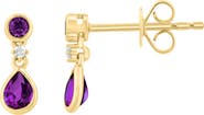 EFFY 18k Gold Plated Sterling Silver Amethyst & Diamond Drop Earrings