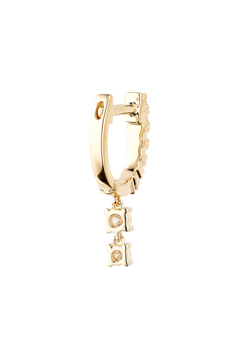 Diamond Huggie Double Drop Earrings, Alternate, color, YELLOW GOLD