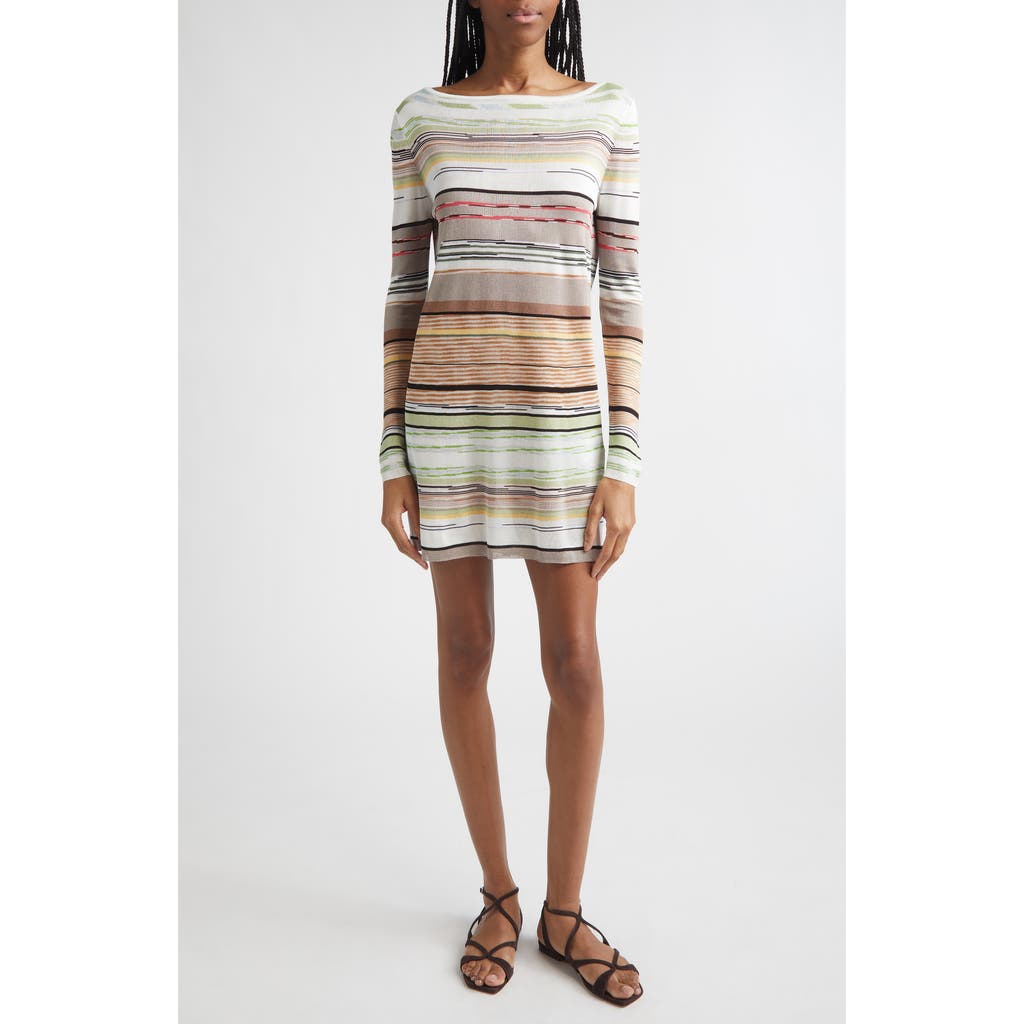 Missoni Flame Space Dye Stripe Minidress in Green Brown Tones at Nordstrom, Size 42