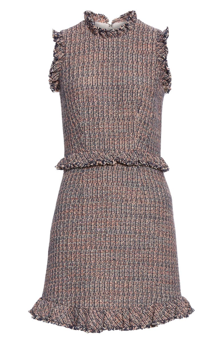 Rebecca Taylor Frayed Ruffle Tweed Dress, Alternate, color,