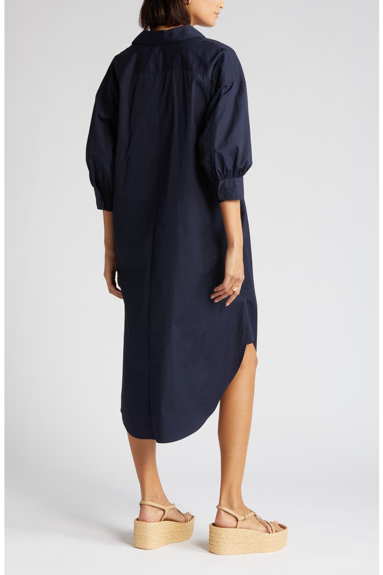 Oversize Three-Quarter Sleeve Shirtdress, Alternate, color, NAVY NIGHT