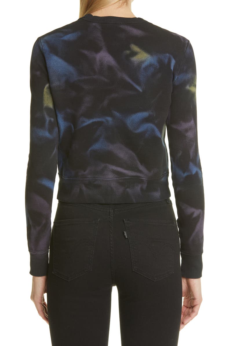 Saint Laurent Tie Dye Logo Cotton Sweatshirt, Alternate, color,