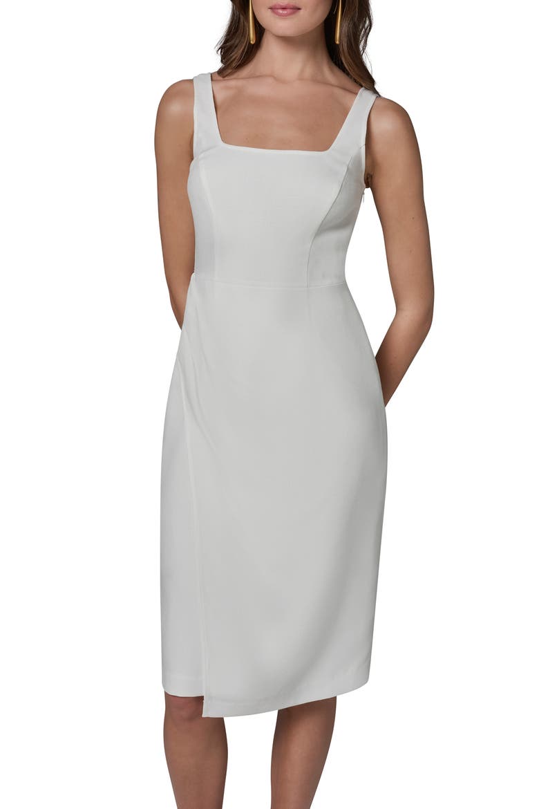 Faux Wrap Sheath Dress, Alternate, color, CREAM