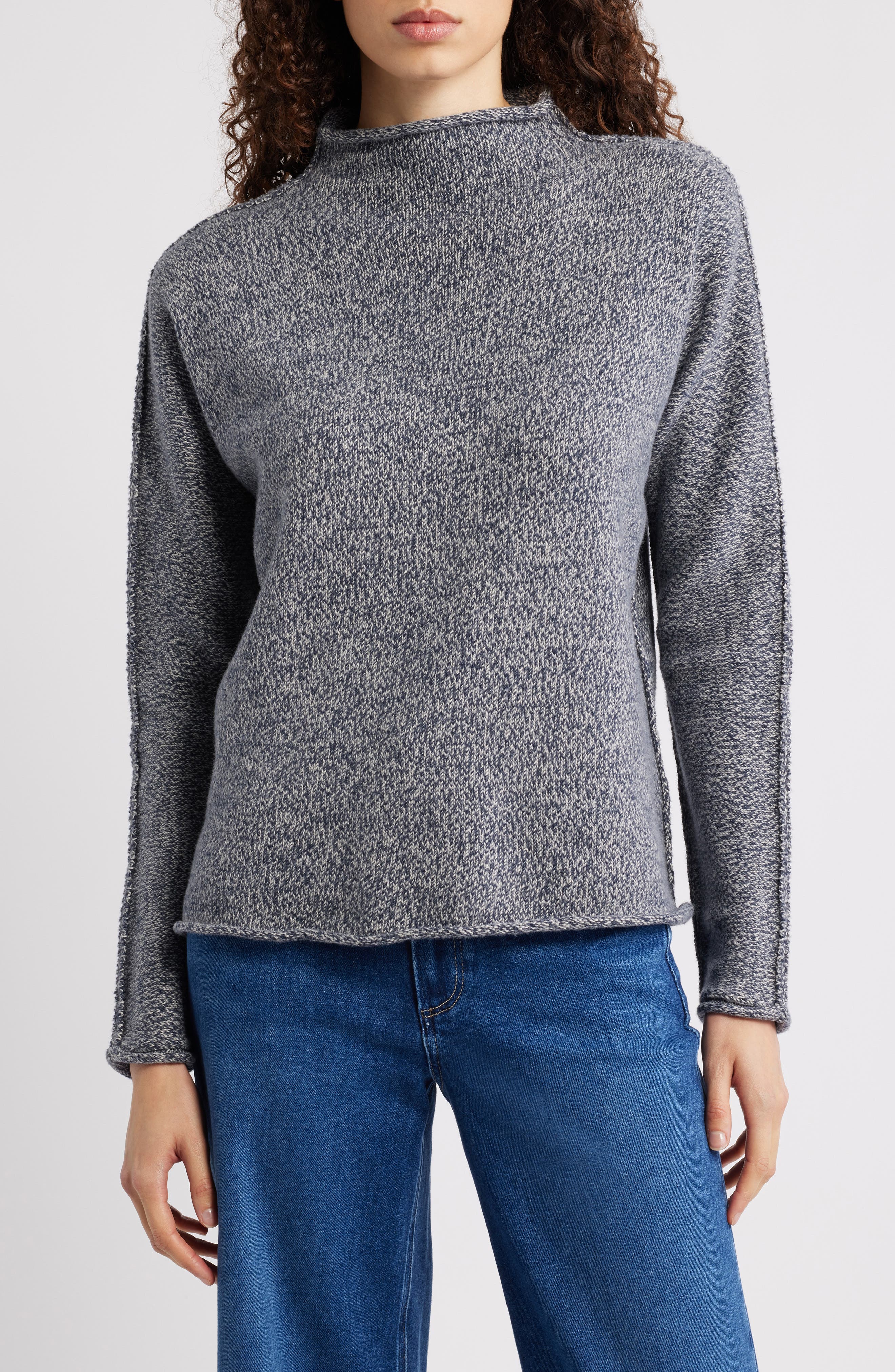 Monterey Stripe Cotton Funnel Neck Sweater