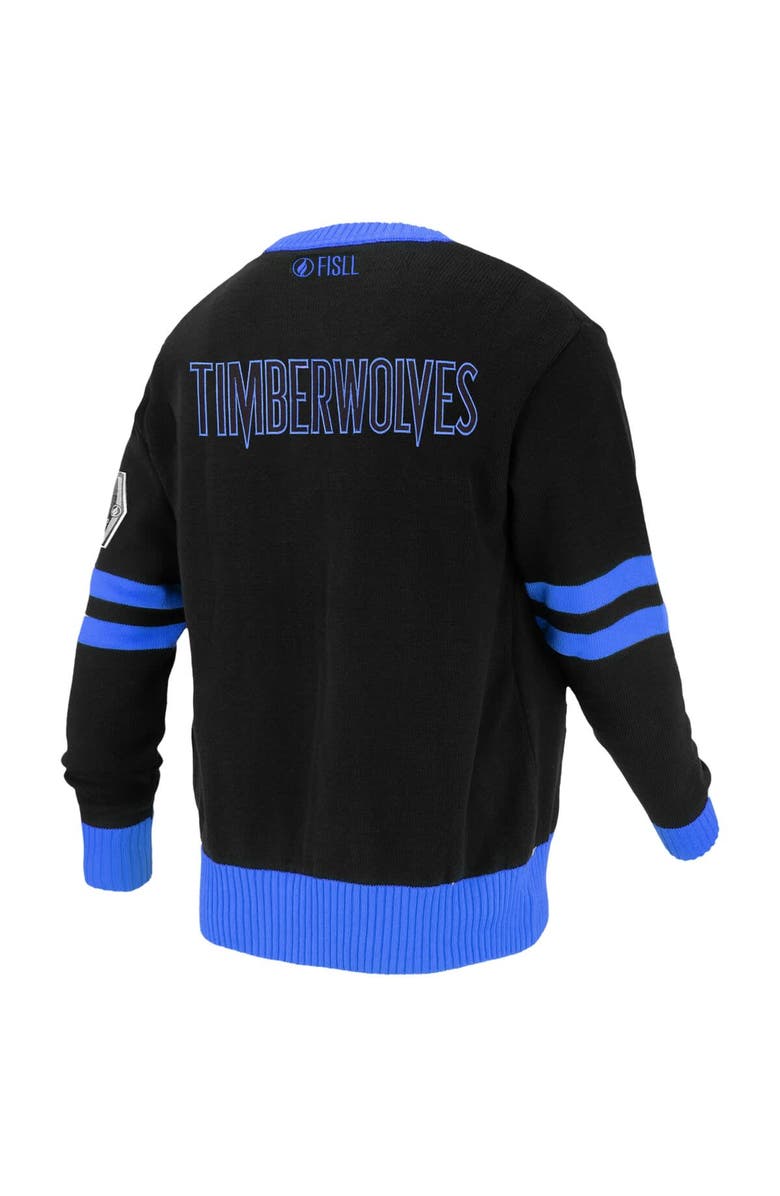 FISLL Unisex FISLL Black Minnesota Timberwolves Logoman Shadow Collection Full-Button Cardigan Sweater, Alternate, color, 