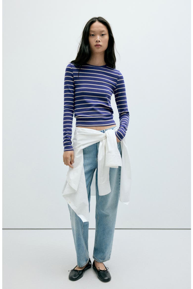 Stripe Long Sleeve Jersey T-Shirt, Alternate, color, BLUE