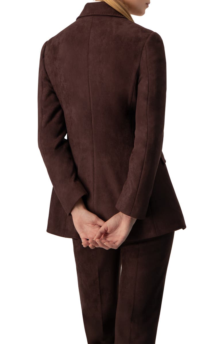 IVONNE Single-Breasted Faux-Suede Blazer, Alternate, color, Brown