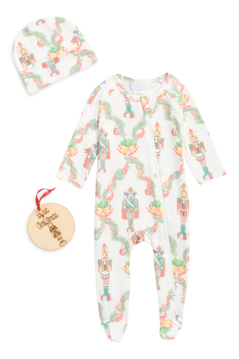 Nutcracker Footie and Beanie Set, Main, color, WHITE