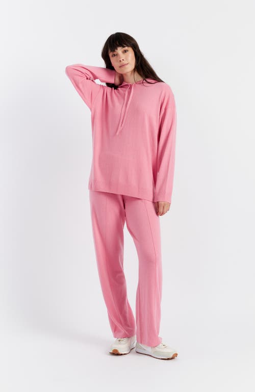 Chinti & Parker Wool Cashmere Blend Relaxed Hoodie Sweater In Punch Pink
