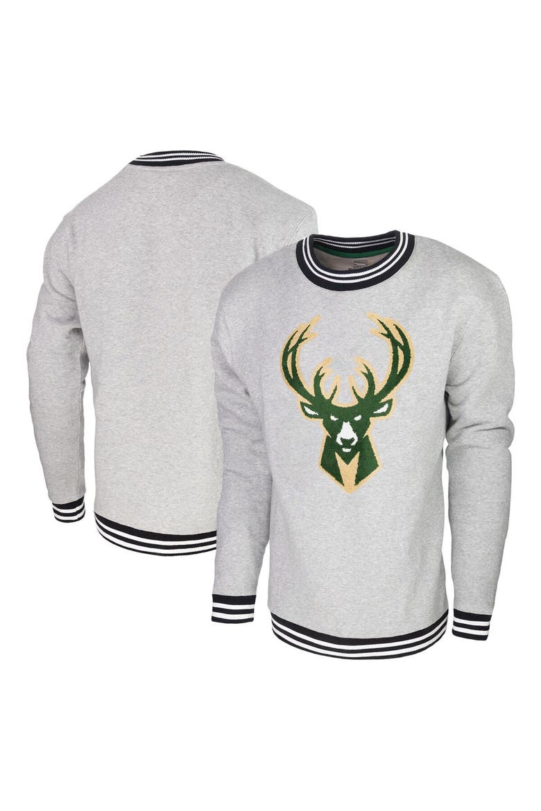 Men's Stadium Essentials Heather Gray Milwaukee Bucks Club Level Pullover Sweatshirt, Main, color, Heather Gray