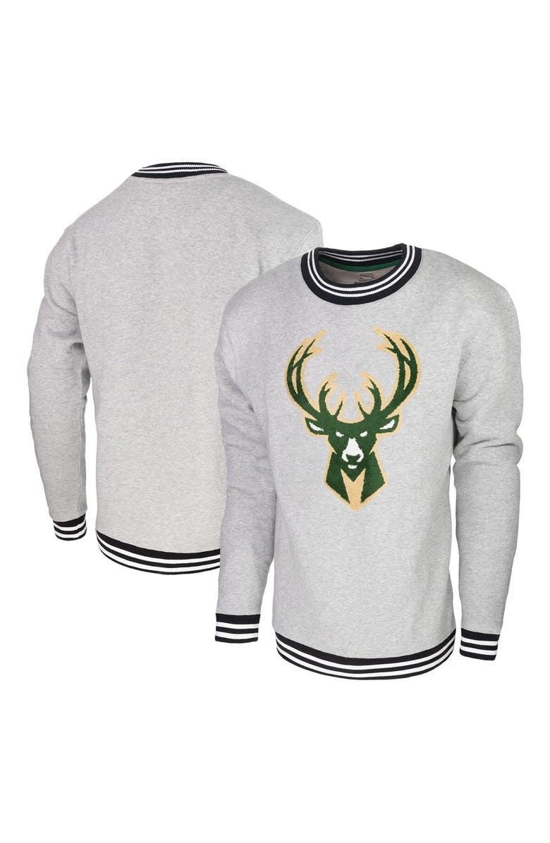 Stadium Essentials Men's Stadium Essentials Heather Gray Milwaukee Bucks Club Level Pullover Sweatshirt, Main, color, Heather Gray