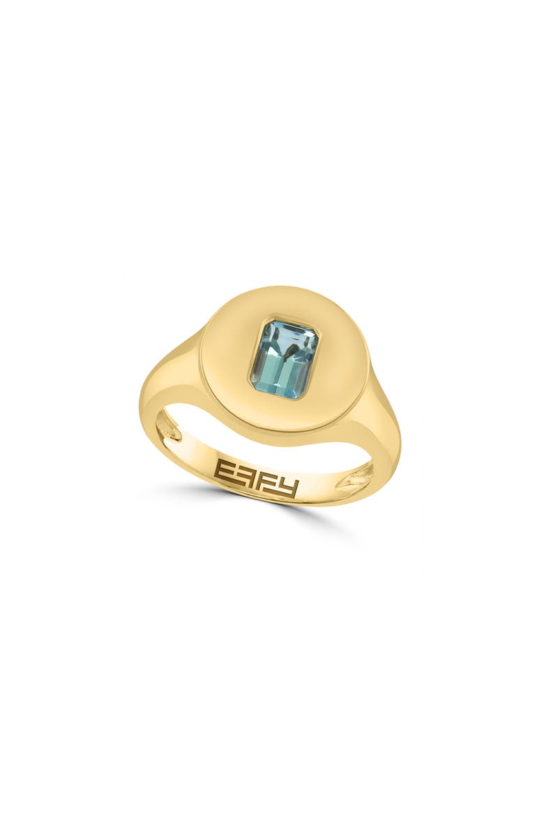 14K Yellow Gold Aquamarine Signet Ring, Main, color, YELLOW GOLD/ BLUE