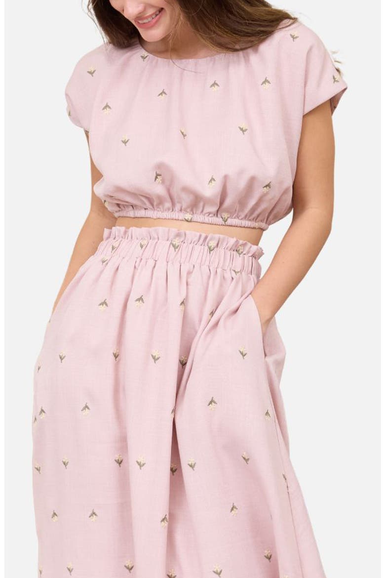 Floral Embroidered Crop Top, Main, color, PINK