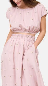 Blu Pepper Floral Embroidered Crop Top