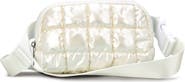 Iscream Kids' Pearl White Shiny Quilted Nylon Belt Bag