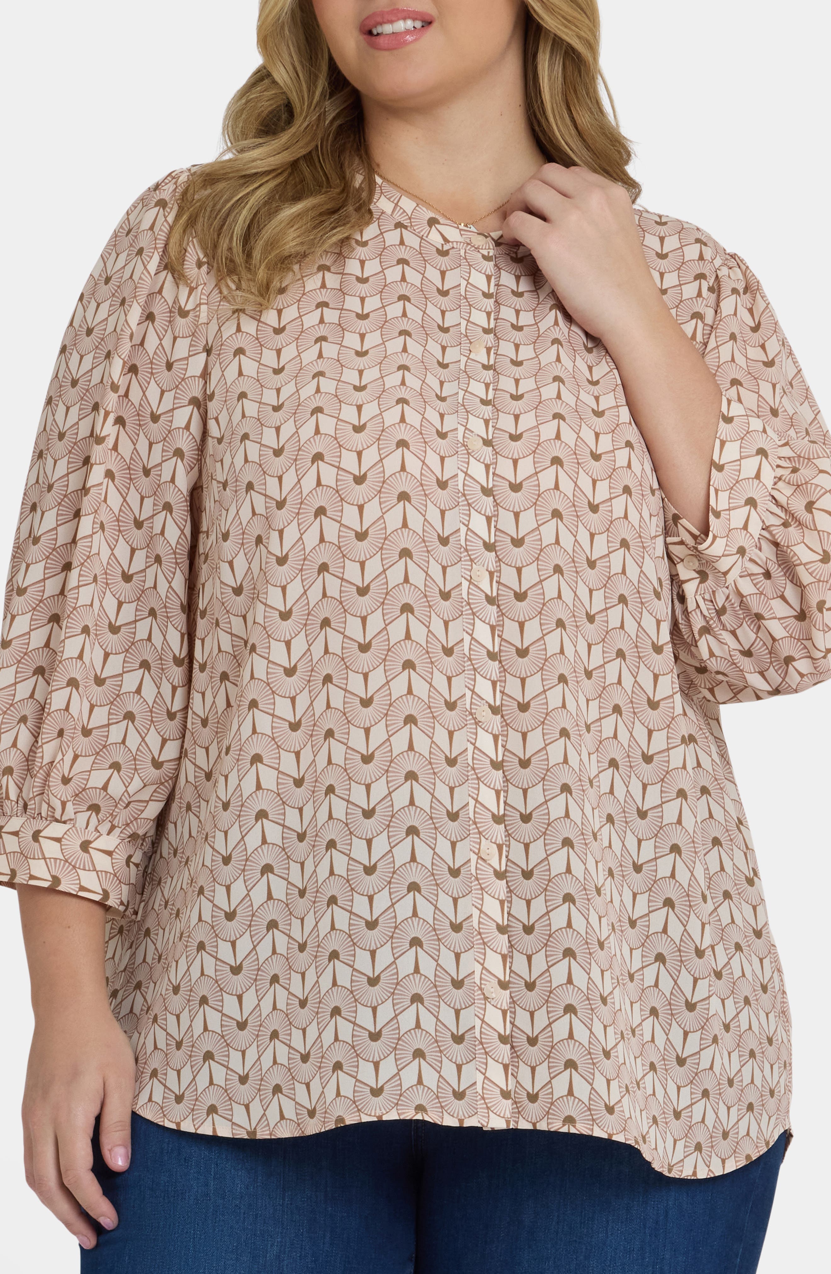 Bonnie Print Georgette Button-Up Top