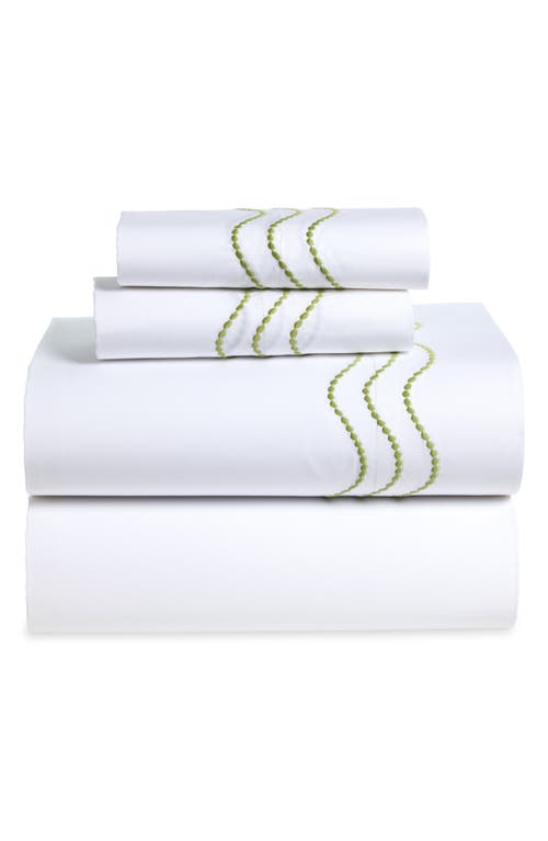 Matouk Serena Embroidered Percale Sheet Set In White