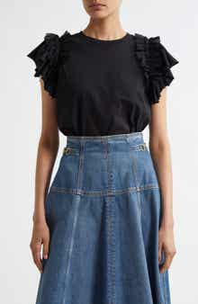 Ulla Johnson Leia Ruffle Sleeve Organic Cotton Top