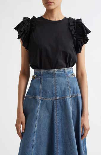 Ulla Johnson Leia Ruffle Sleeve Organic Cotton Top