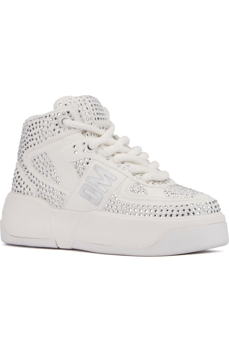 OLIVIA MILLER Lamia Rhinestone Sneaker, Main, color, White