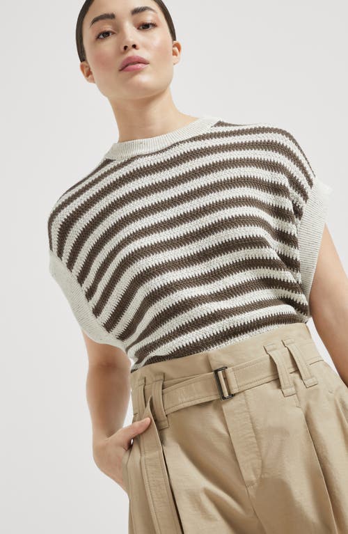 Brunello Cucinelli Pleated Cotton Wide-leg Crop Trousers With Belt In Neutral