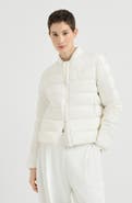 Brunello Cucinelli Water-resistant matte nylon down jacket with logo