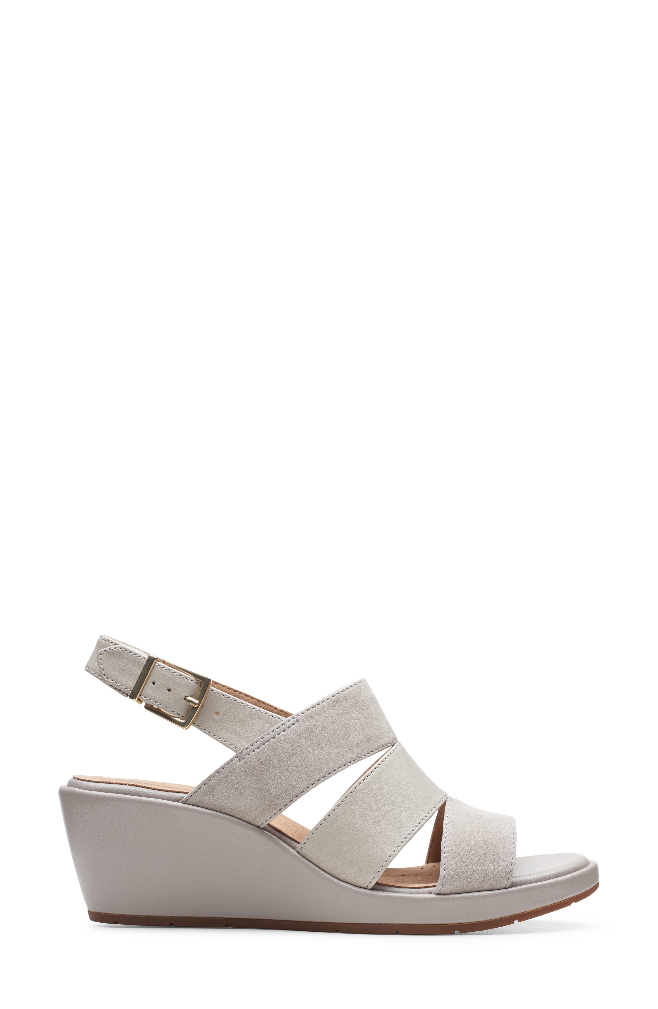 Un Plaza Go Wedge Sandal, Alternate, color, STONE SUEDE/ LEATHER