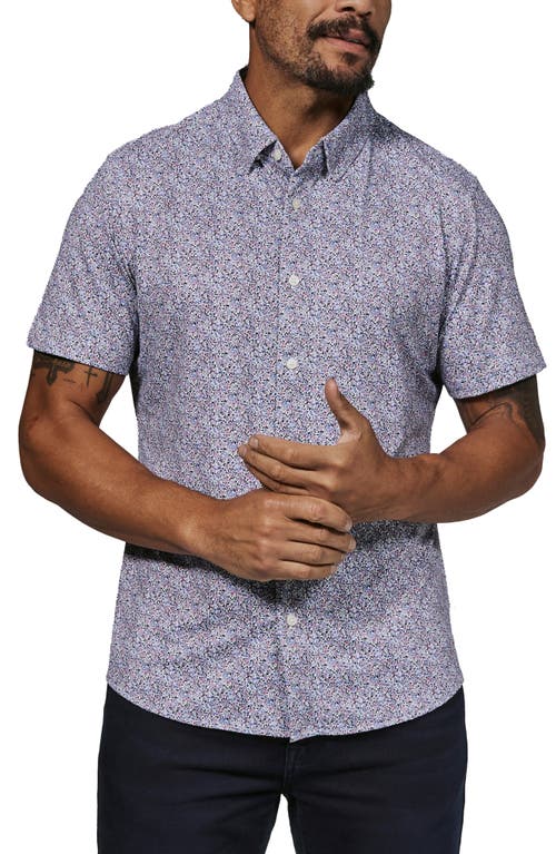 7 Diamonds Tropez Floral Short Sleeve Stretch Button-up Shirt In Gray