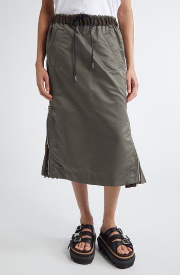 Sacai Insulated Nylon Twill Midi Skirt | Nordstrom