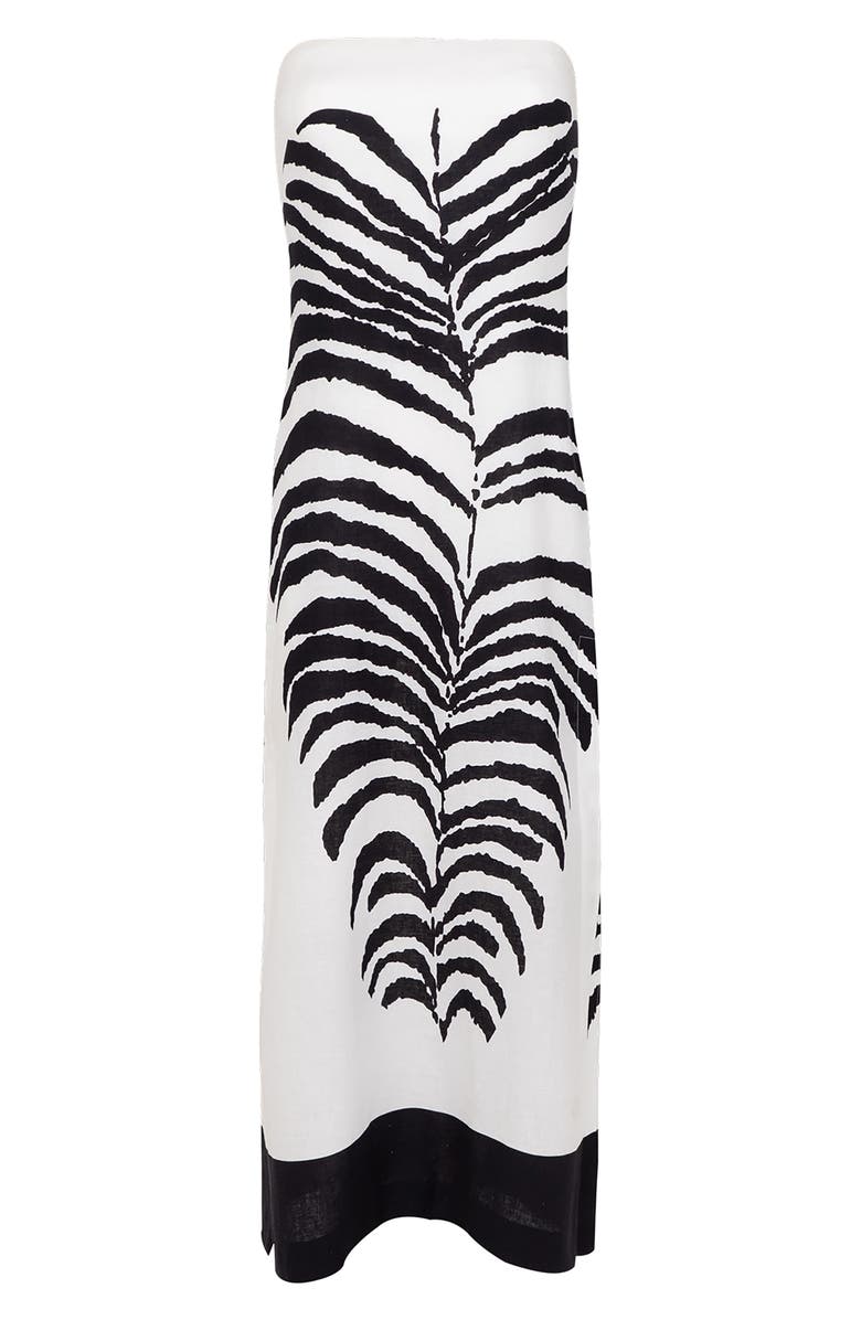 ViX Paula Hermanny Penelope Print Strapless Linen Blend Dress, Alternate, color, Black/White