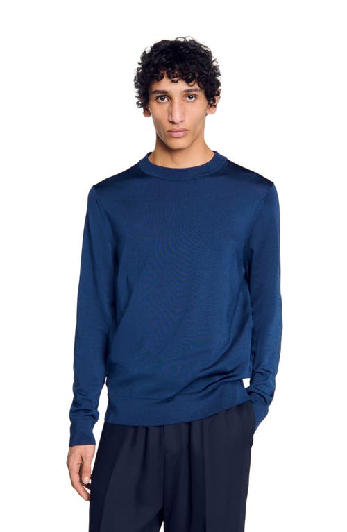 Sandro Fine Knit Sweater In Royal Blue