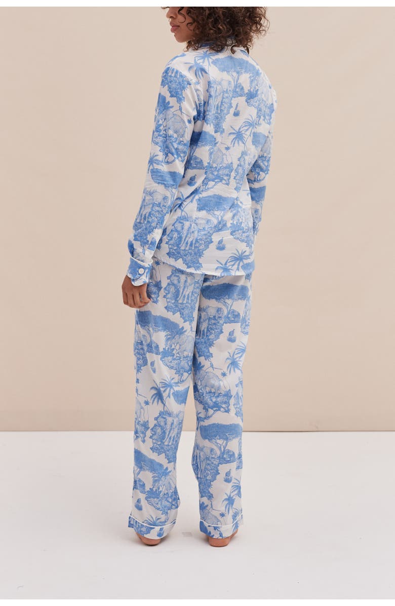 Desmond & Dempsey Long Pajama Set, Alternate, color, Loxodonta Blue
