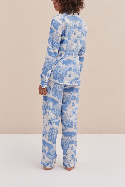 Desmond & Dempsey Long Pajama Set In White