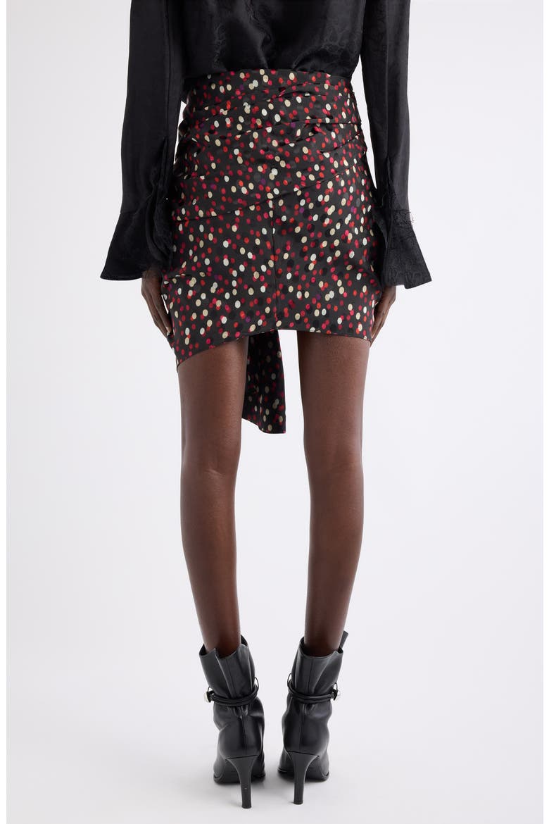 Ovia Polka Dot Asymmetric Gathered Miniskirt, Alternate, color, BLACK/ RED