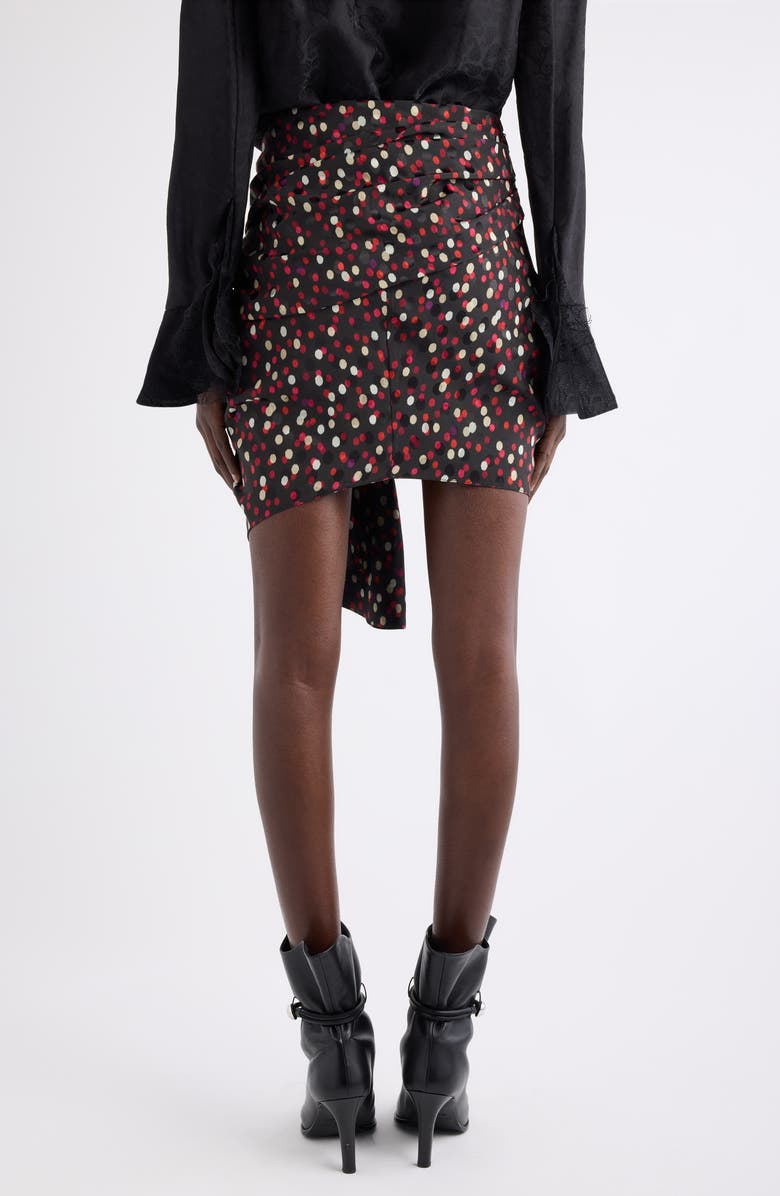 Isabel Marant Ovia Polka Dot Asymmetric Gathered Miniskirt, Alternate, color, Black/ Red