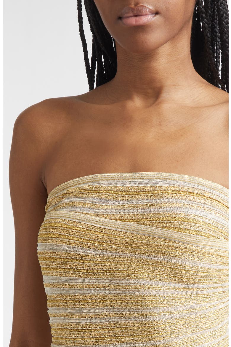 Ruched Metallic Tube Top, Alternate, color, GOLD TONES