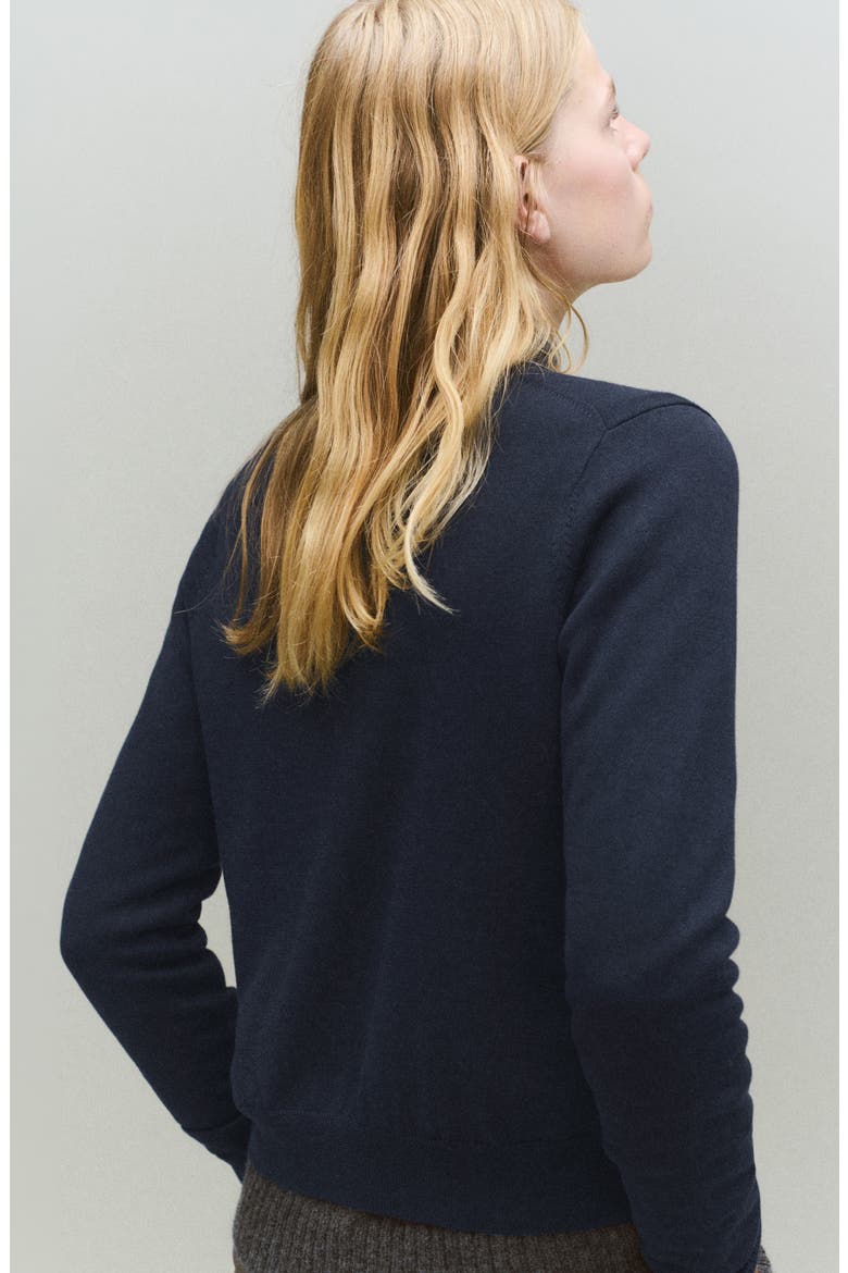 Wool & Cotton Cardigan, Alternate, color, DARK NAVY
